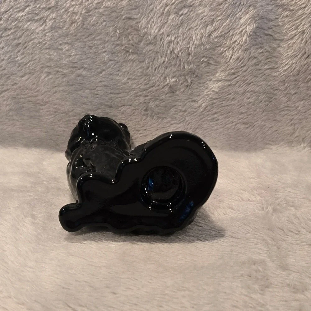 Mosser Black Glass Sitting Cat Figurine Glossy Home‎ Decor